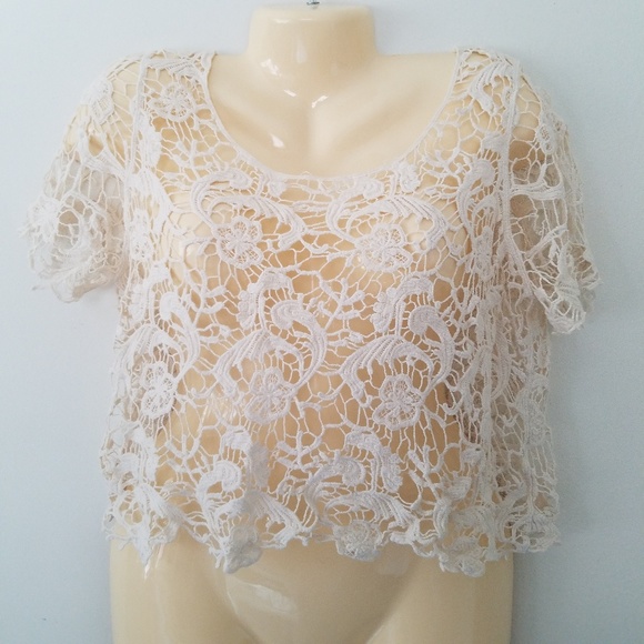 Forever 21 Cream Scoop Neck Crop Top - Picture 4 of 7